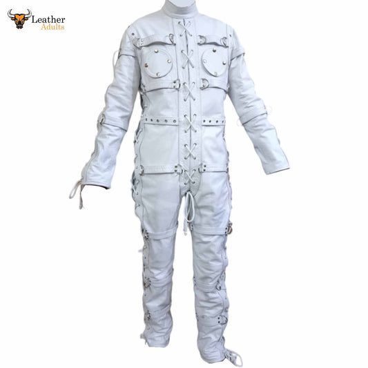 Bodysuit De Piel Blanca Resistente Catsuit Restrictivo Bondage
