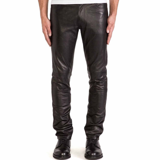 Pantalones ajustados de piel de vaca genuina para hombre, estilo vaquero de cinco bolsillos, de primera calidad