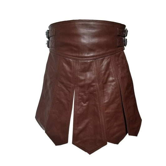 Kilt Marrón de Cuero Genuino para Hombre, Disfraz de Gladiador Sexy, Ropa para Club Gay, Kilts LARP