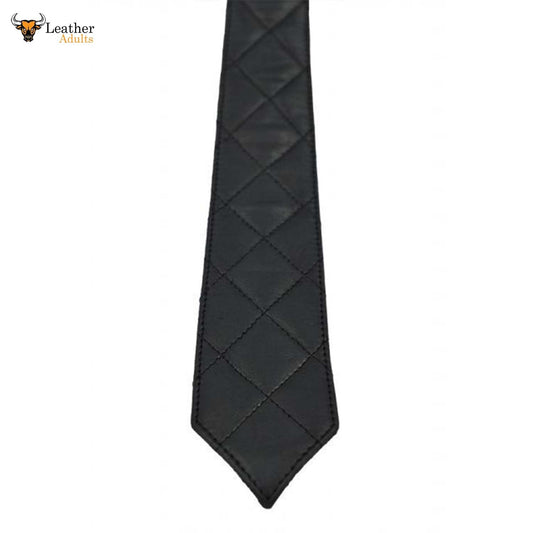 Corbata Acolchada de Cuero Genuino 100% Oveja para Hombre con Contraste Negro