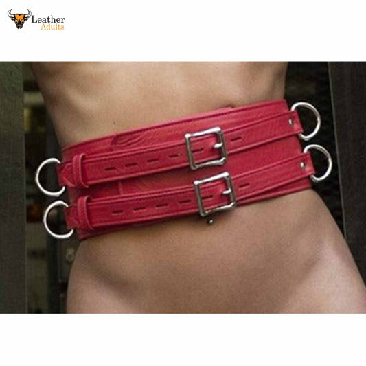 Puño de cintura de cuero genuino para mujer con cierre de bondage
