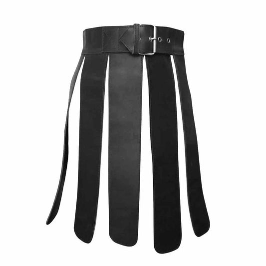 Kilt de cuero auténtico negro para hombre, disfraz de gladiador, kilts de LARP