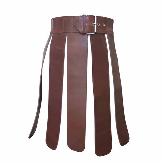 Falda escocesa de cuero auténtico marrón para hombre, disfraz de gladiador, faldas escocesas de LARP
