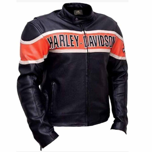 Harley Davidson Jacket Moto Gear Black Cow Leather Jacket for Mens