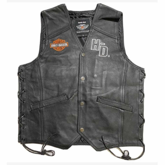 Harley Davidson Men Cafe Racer Motorcycle Leather Vest