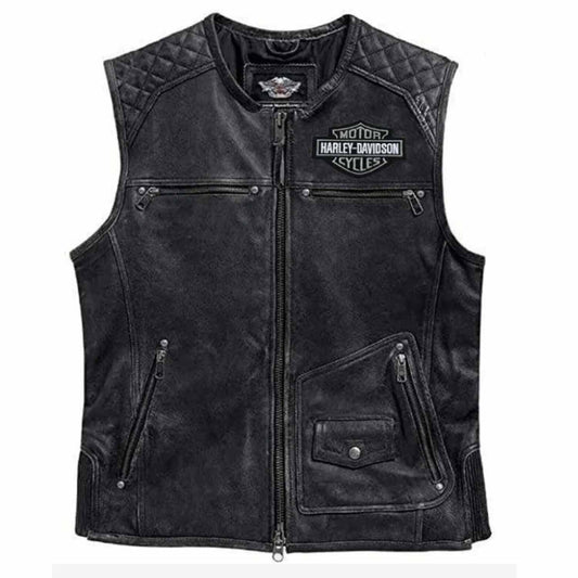 Harley Davidson Men Motorcycle Knuckle Distressed Leather Vest