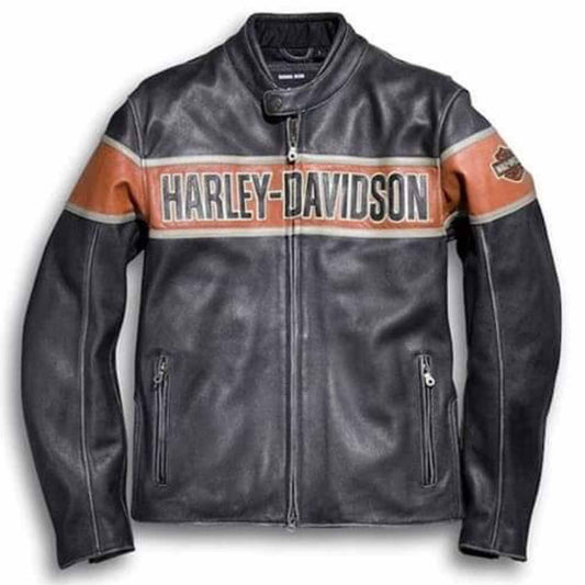 Harley Davidson Men’s Black Stylish Victory Lane Motorcycle Leather Jacket