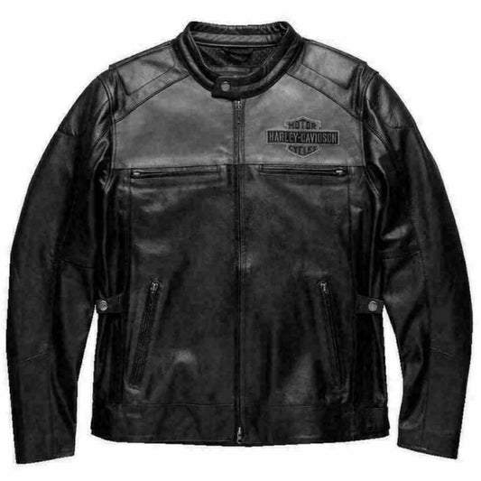 Harley Davidson Men's VOTARY Black Gray Leather Jacket