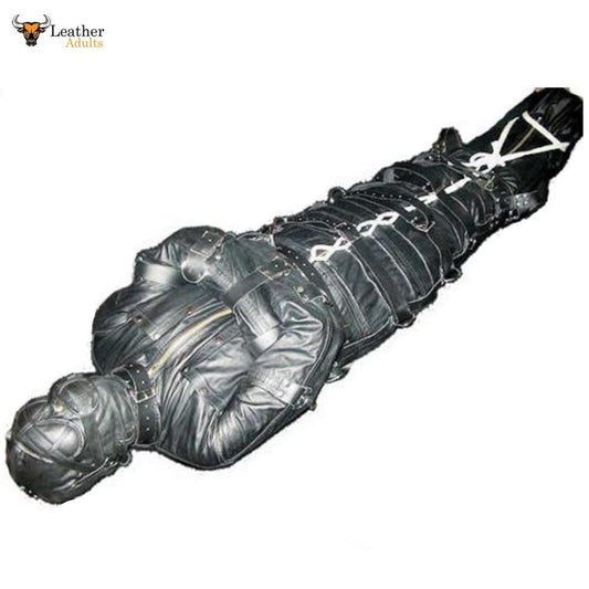 Full Heavy Duty Leather Sleepsack Straightjacket Combo Bondage Made to Measure