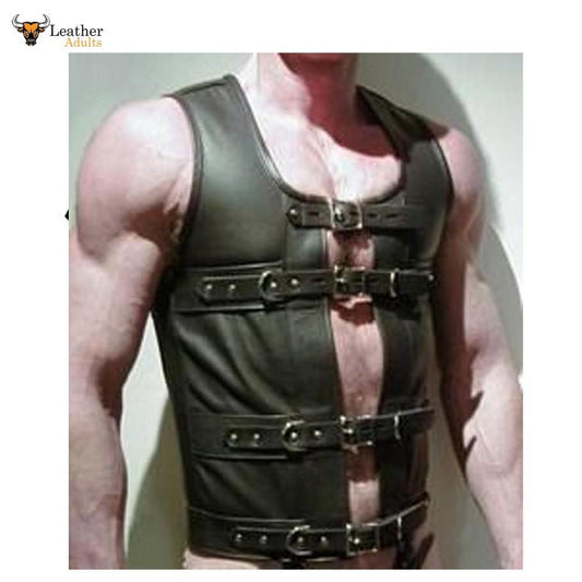 Men's Leather STEAMPUNK Waistcoat Vest Corset GOTH GAY Victorian