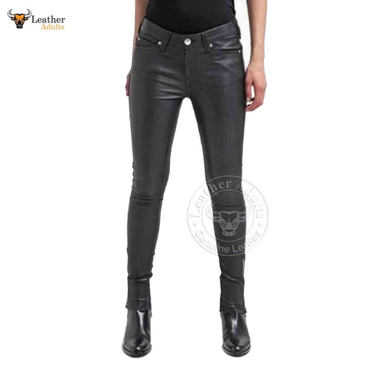 Sexy Ladies Genuine Black Lambskin Sheep NAPPA Leather Pants Trousers Sexy Jeans
