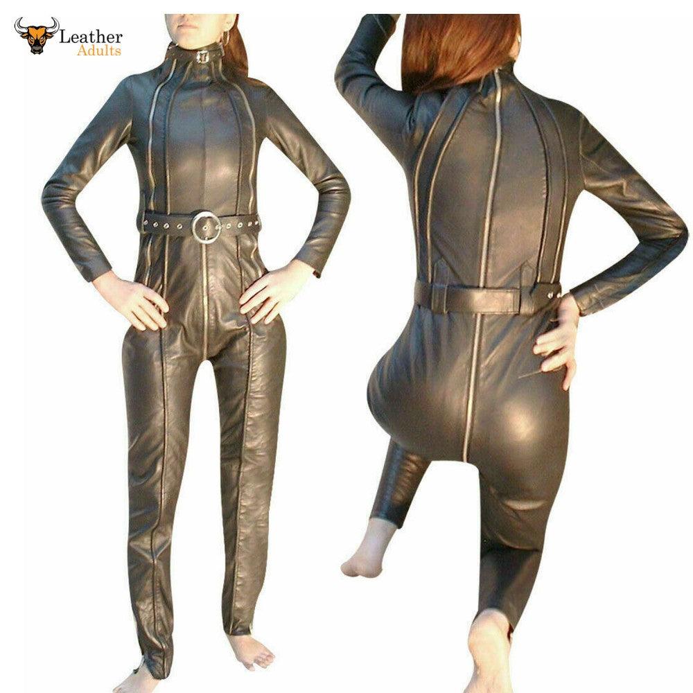 Womens Real Leather Catsuit Lederoverall Long Zipper Sexy Dress Cat su KSK LEATHER Womens Real Leather Catsuit Lederoverall Long Zipper Sexy Dress Cat su KSK LEATHER