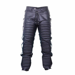 PANTALONES VAQUEROS NEGROS DE CUERO AUTÉNTICO PARA HOMBRE Estilo gótico Sadomasoquismo Ropa de discoteca La mayoría de las tallas disponibles