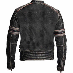 Retro 1 Men's Vintage Motorcycle Cafe Racer Biker Black Real Leather Jacket