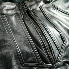Pantalones de cuero genuino de vaca para hombre, con doble cremallera, estilo vaquero, ideales para BLUF o motociclistas
