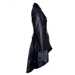 Abrigo gótico largo de piel de cordero para mujer, bonito y sexy