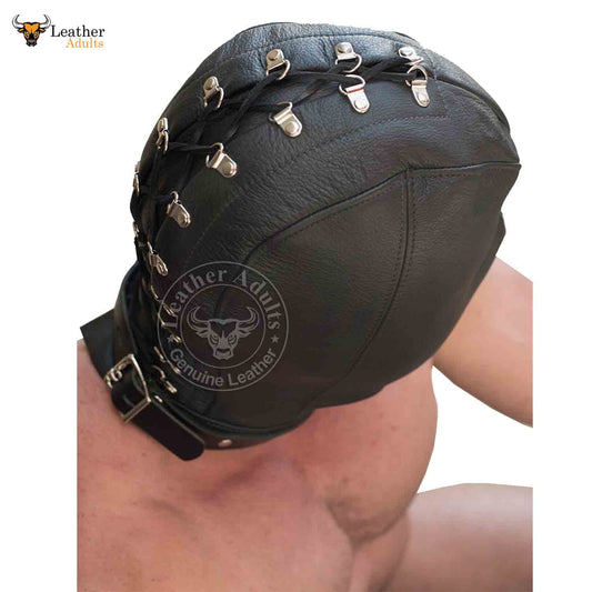 BDSM Capucha de cuero de bondage de encierro total Máscara Gimp