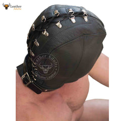 BDSM Capucha de cuero de bondage de encierro total Máscara Gimp