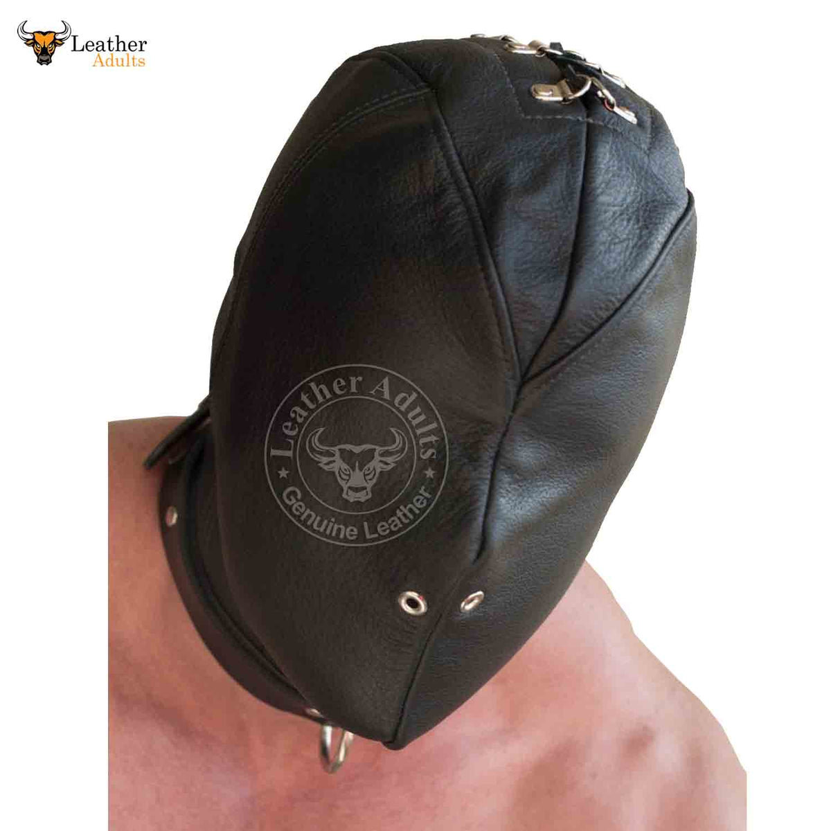 BDSM Capucha de cuero de bondage de encierro total Máscara Gimp