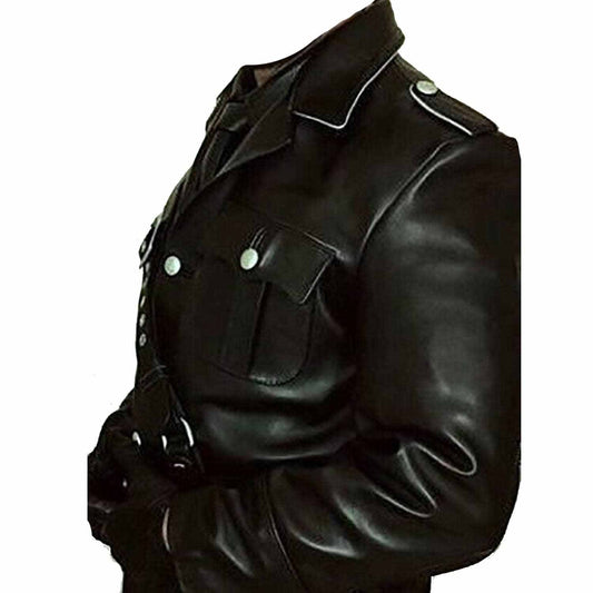 Chaqueta de cuero para uniforme militar de la Segunda Guerra Mundial, para hombre, de piel de vaca auténtica