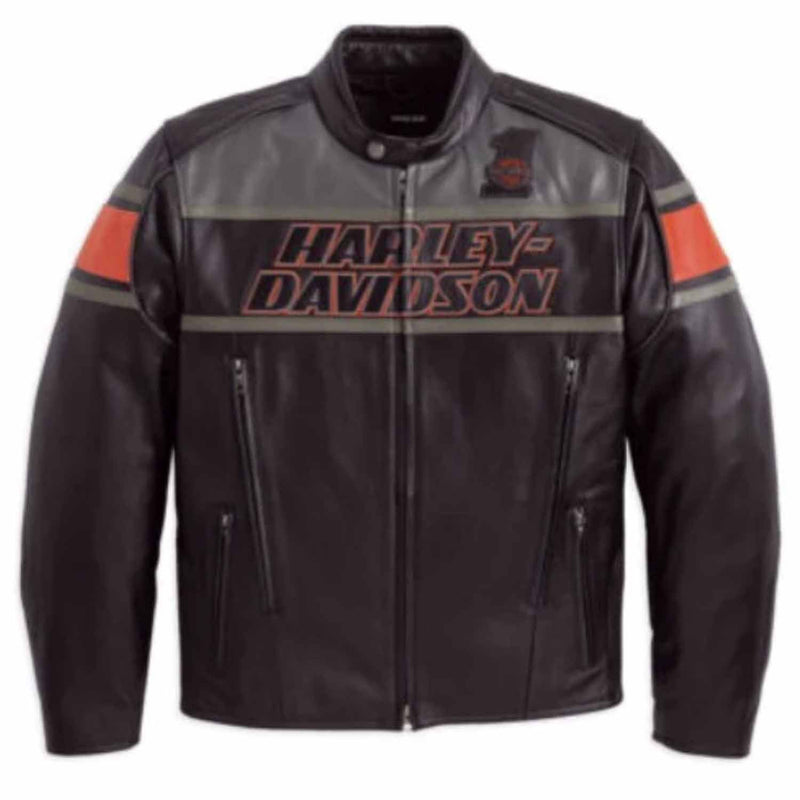 H-D Men's Motorcycle Real Cowhide Leather Jacket