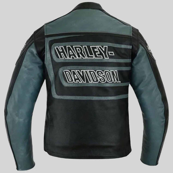 H-D Mens Marker Black & Gray Leather Jacket