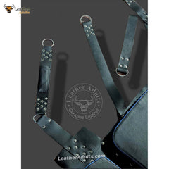 Arnés y Columpio de Cuero Genuino Negro Hecho a Mano | Columpio BDSM | Columpio de Bondage | Columpio de Cuero VIP | Hamaca de Juego para Adultos | Muebles Sexuales