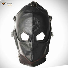 Máscara de cuero negro auténtico hecha a mano para bondage, con piezas bucal y ocular desmontables, máscara BDSM hecha a mano, máscara fetiche, unisex.