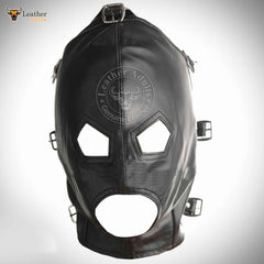 Máscara de cuero negro auténtico hecha a mano para bondage, con piezas bucal y ocular desmontables, máscara BDSM hecha a mano, máscara fetiche, unisex.