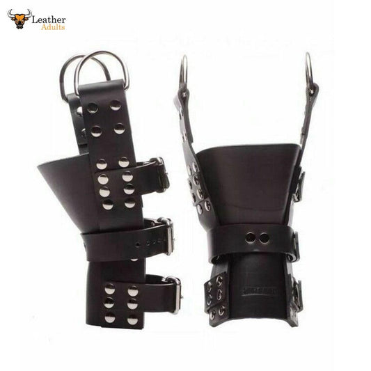 Grilletes de suspensión BOTINES DE CUERO CROMADO PURO de alta resistencia Bondage GAY RESTRAINT BDSM