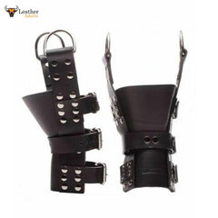 Heavy Duty Pure Chrome Leather ANKLE BOOT Suspension Cuffs Bondage GAY RESTRAINT BDSM