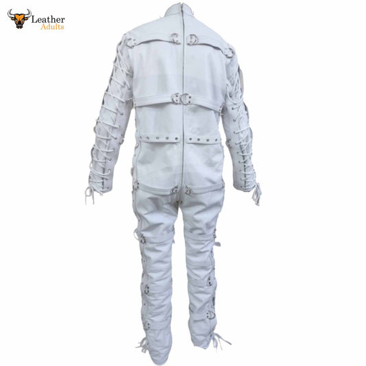 Bodysuit De Piel Blanca Resistente Catsuit Restrictivo Bondage