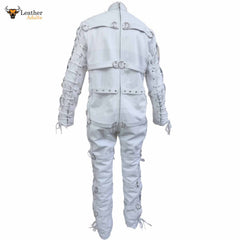 Bodysuit De Piel Blanca Resistente Catsuit Restrictivo Bondage