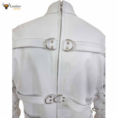 Bodysuit De Piel Blanca Resistente Catsuit Restrictivo Bondage