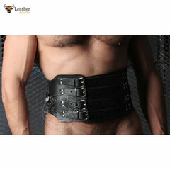 Faja de cuero grueso para hombre, cinturón de cintura de bondage