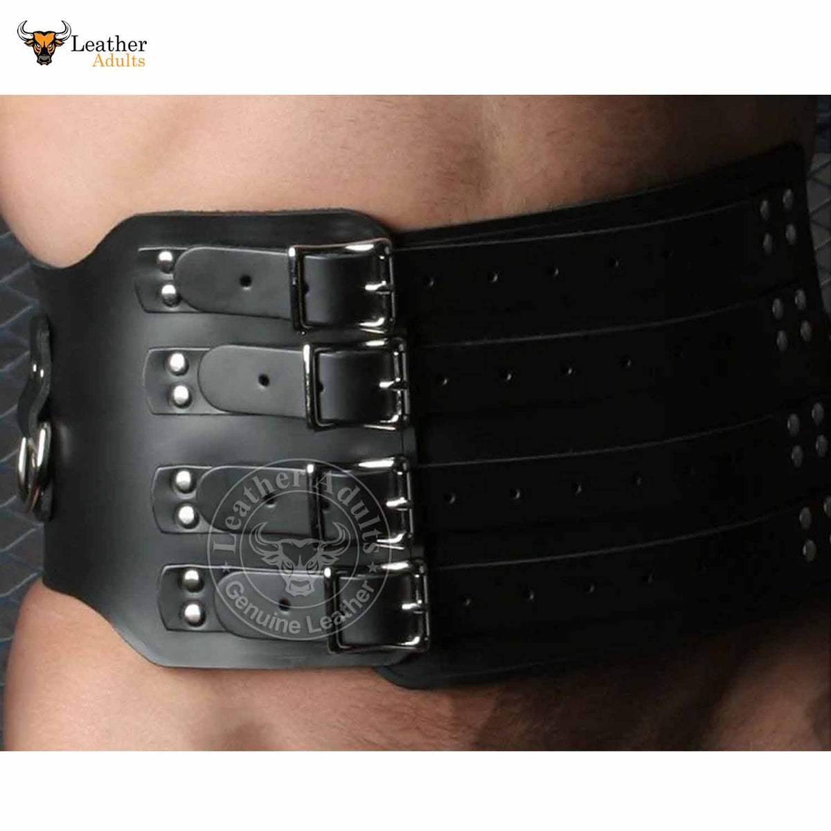 Faja de cuero grueso para hombre, cinturón de cintura de bondage