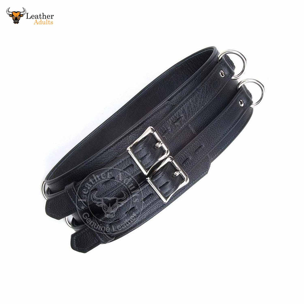 Puño de cintura de cuero genuino para mujer con cierre de bondage