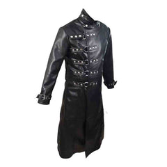 ABRIGO GÓTICO DE HOMBRE CUERO NEGRO AUTÉNTICO STEAMPUNK VAN HELSING ABRIGO T19