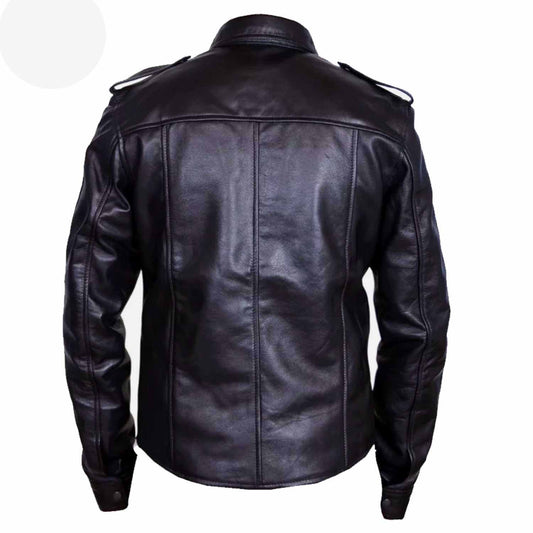 CAMISA DE CUERO PARA HOMBRE ESTILO POLICIAL REAL SEXY MANGAS LARGAS CAMISA DE CUERO DE CORDERO