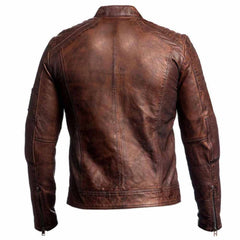 Men's Biker Cafe Racer 1 Brown Motorcycle Vintage Bike Retro Real Leather Jacket
