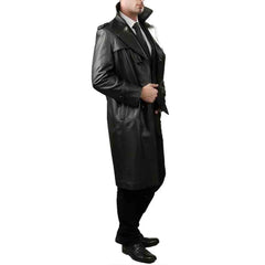Men's Black Real Leather Matrix STEAMPUNK Van Helsing Trench Coat Most Sizes
