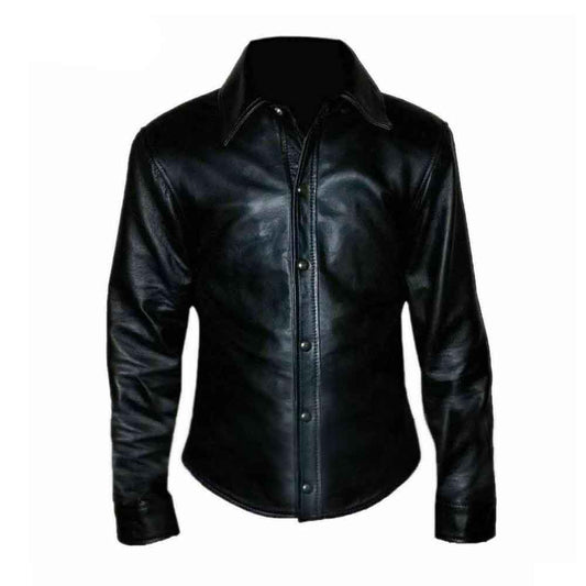 Camisa de hombre de piel de oveja auténtica, negra, muy sexy y suave, de manga larga, para hombres BLUF Gay