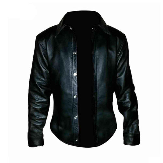 Camisa de hombre de piel de oveja auténtica, negra, muy sexy y suave, de manga larga, para hombres BLUF Gay
