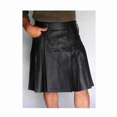 Kilt de cuero genuino para hombre con cordones laterales - Variedad de largos y tallas - K10