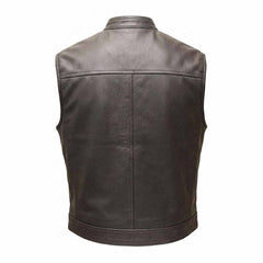 Chaleco de piel de vaca 100 % de excelente calidad para hombre, estilo motero