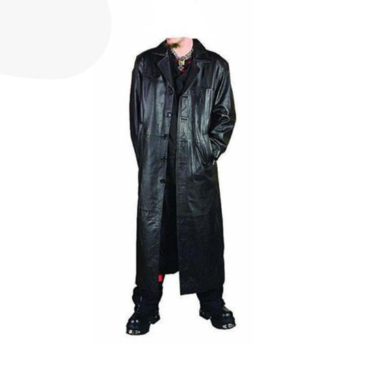 Abrigo Gabardina Gótico de Cuero Auténtico para Hombre Estilo Van Helsing Matrix Todas las Tallas