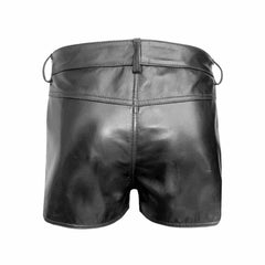 Pantalones cortos de hombre 100% cuero genuino, negros y sexys, con dos bolsillos