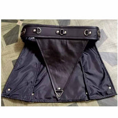 Conjunto de kilt gladiador de cuero negro para hombre, para disfraces, herrajes pesados, LARP K2