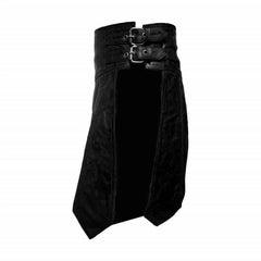 Falda escocesa de cuero genuino negro para hombre, disfraz sexy de gladiador, ropa de club gay, faldas escocesas LARP
