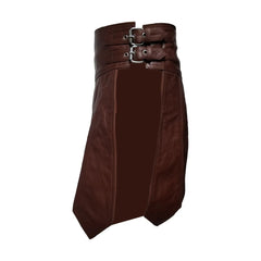 Kilt Marrón de Cuero Genuino para Hombre, Disfraz de Gladiador Sexy, Ropa para Club Gay, Kilts LARP